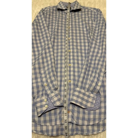 TD Thomas Dean Men's Button-Down Casual Shirt Check Pattern Cotton Size L (READ) - Picture 13 of 16